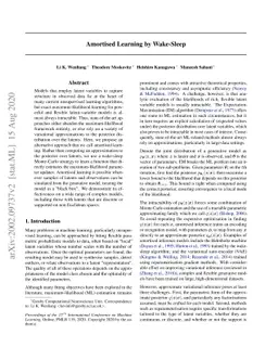 Amortised Learning by Wake-Sleep