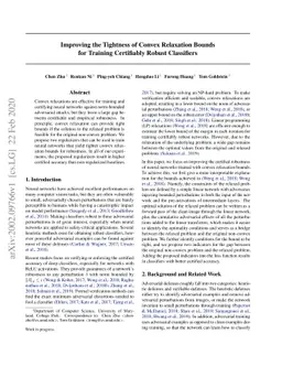 Improving the Tightness of Convex Relaxation Bounds for Training
  Certifiably Robust Classifiers