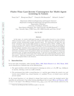 Finite-Time Last-Iterate Convergence for Multi-Agent Learning in Games