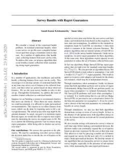 Survey Bandits with Regret Guarantees