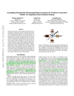 Assembling Semantically-Disentangled Representations for
  Predictive-Generative Models via Adaptation from Synthetic Domain