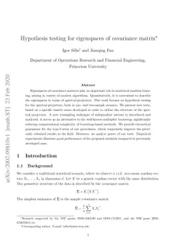 Hypothesis testing for eigenspaces of covariance matrix
