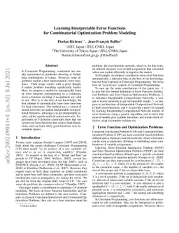 Learning Interpretable Error Functions for Combinatorial Optimization
  Problem Modeling