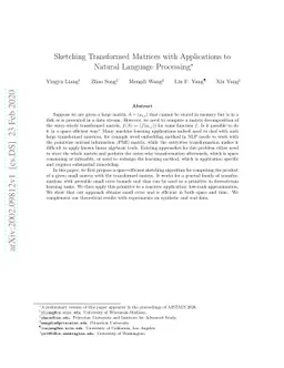 Sketching Transformed Matrices with Applications to Natural Language
  Processing