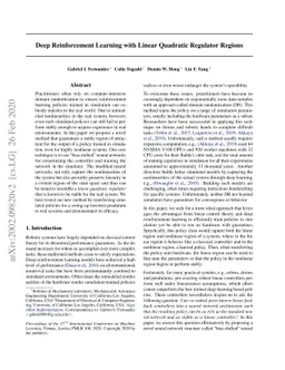 Deep Reinforcement Learning with Linear Quadratic Regulator Regions