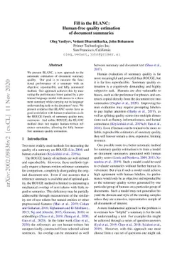 Fill in the BLANC: Human-free quality estimation of document summaries