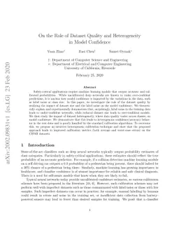 On the Role of Dataset Quality and Heterogeneity in Model Confidence