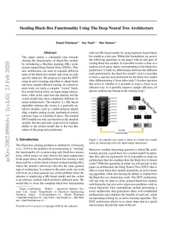 Stealing Black-Box Functionality Using The Deep Neural Tree Architecture
