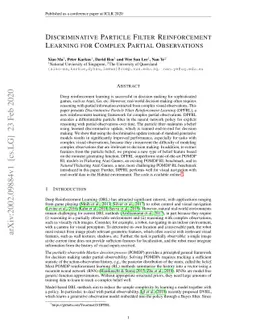 Discriminative Particle Filter Reinforcement Learning for Complex
  Partial Observations