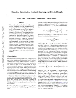 Quantized Decentralized Stochastic Learning over Directed Graphs