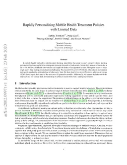 Rapidly Personalizing Mobile Health Treatment Policies with Limited Data