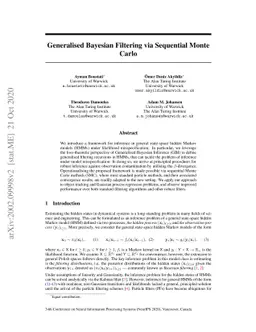 Generalized Bayesian Filtering via Sequential Monte Carlo