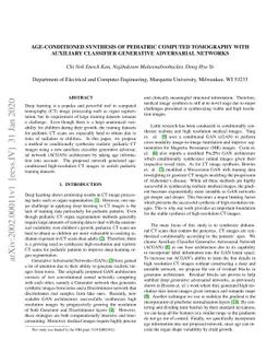 Age-Conditioned Synthesis of Pediatric Computed Tomography with
  Auxiliary Classifier Generative Adversarial Networks