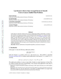 Last Iterate is Slower than Averaged Iterate in Smooth Convex-Concave
  Saddle Point Problems