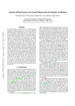 Analysis of Deep Feature Loss based Enhancement for Speaker Verification