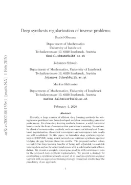 Deep synthesis regularization of inverse problems