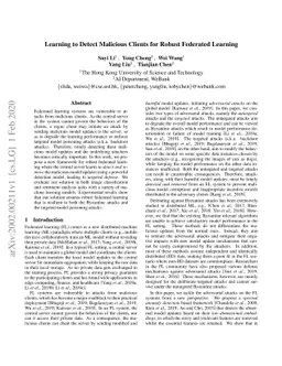 Learning to Detect Malicious Clients for Robust Federated Learning