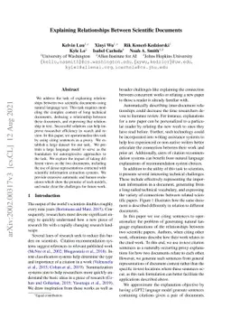 Explaining Relationships Between Scientific Documents