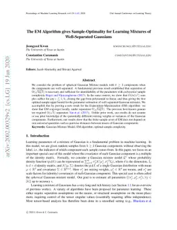 The EM Algorithm gives Sample-Optimality for Learning Mixtures of
  Well-Separated Gaussians