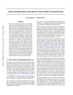 Choice Set Optimization Under Discrete Choice Models of Group Decisions