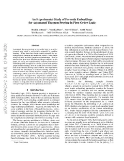 An Experimental Study of Formula Embeddings for Automated Theorem
  Proving in First-Order Logic