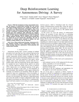 Deep Reinforcement Learning for Autonomous Driving: A Survey