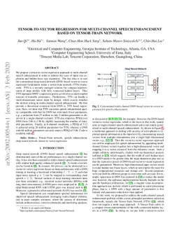 Tensor-to-Vector Regression for Multi-channel Speech Enhancement based
  on Tensor-Train Network