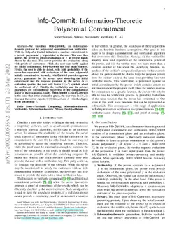Info-Commit: Information-Theoretic Polynomial Commitment
