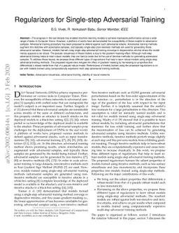 Regularizers for Single-step Adversarial Training