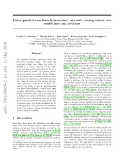 Linear predictor on linearly-generated data with missing values: non
  consistency and solutions
