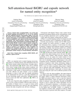 Self-attention-based BiGRU and capsule network for named entity
  recognition