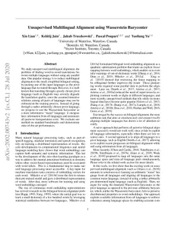 Unsupervised Multilingual Alignment using Wasserstein Barycenter