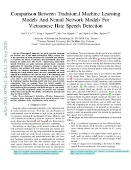 Comparison Between Traditional Machine Learning Models And Neural
  Network Models For Vietnamese Hate Speech Detection