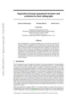 Separation of target anatomical structure and occlusions in chest
  radiographs