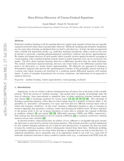 Data-Driven Discovery of Coarse-Grained Equations