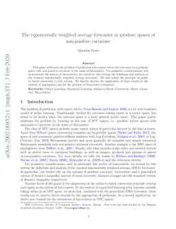 The exponentially weighted average forecaster in geodesic spaces of
  non-positive curvature