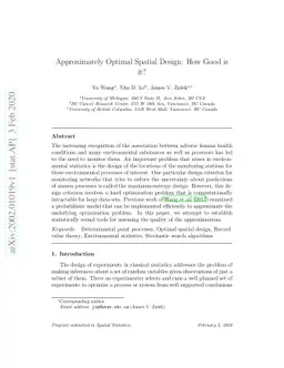 Approximately Optimal Spatial Design: How Good is it?
