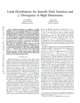 Limit Distribution for Smooth Total Variation and $χ^2$-Divergence in
  High Dimensions