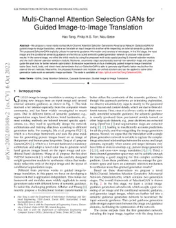 Multi-Channel Attention Selection GANs for Guided Image-to-Image
  Translation