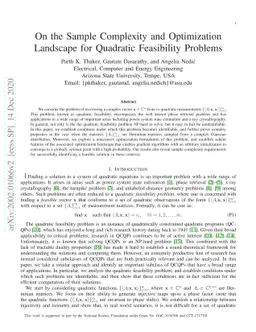On the Sample Complexity and Optimization Landscape for Quadratic
  Feasibility Problems