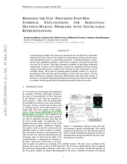 Bridging the Gap: Providing Post-Hoc Symbolic Explanations for
  Sequential Decision-Making Problems with Inscrutable Representations
