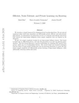 Efficient, Noise-Tolerant, and Private Learning via Boosting
