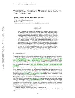 Variational Template Machine for Data-to-Text Generation