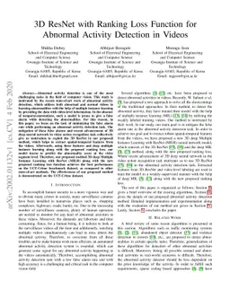 3D ResNet with Ranking Loss Function for Abnormal Activity Detection in
  Videos