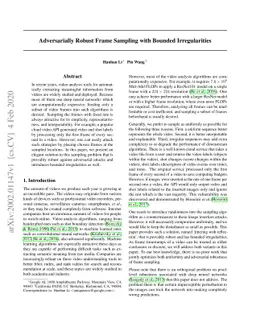 Adversarially Robust Frame Sampling with Bounded Irregularities
