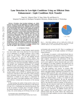 Lane Detection in Low-light Conditions Using an Efficient Data
  Enhancement : Light Conditions Style Transfer