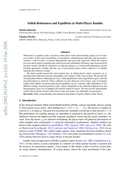 Selfish Robustness and Equilibria in Multi-Player Bandits