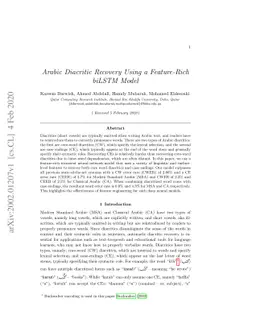 Arabic Diacritic Recovery Using a Feature-Rich biLSTM Model