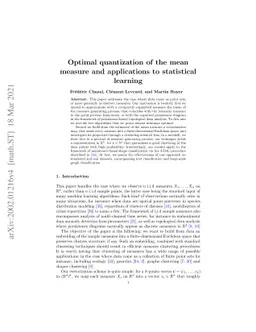 Optimal quantization of the mean measure and applications to statistical
  learning