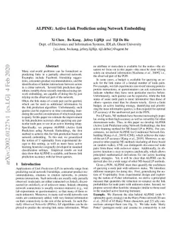 ALPINE: Active Link Prediction using Network Embedding